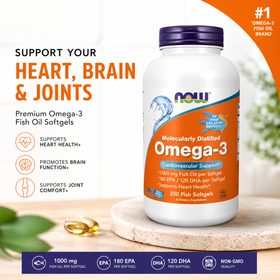 NOW FOODS Omega-3 Fish Oil 1000mg – Heart, Brain & Joint Support