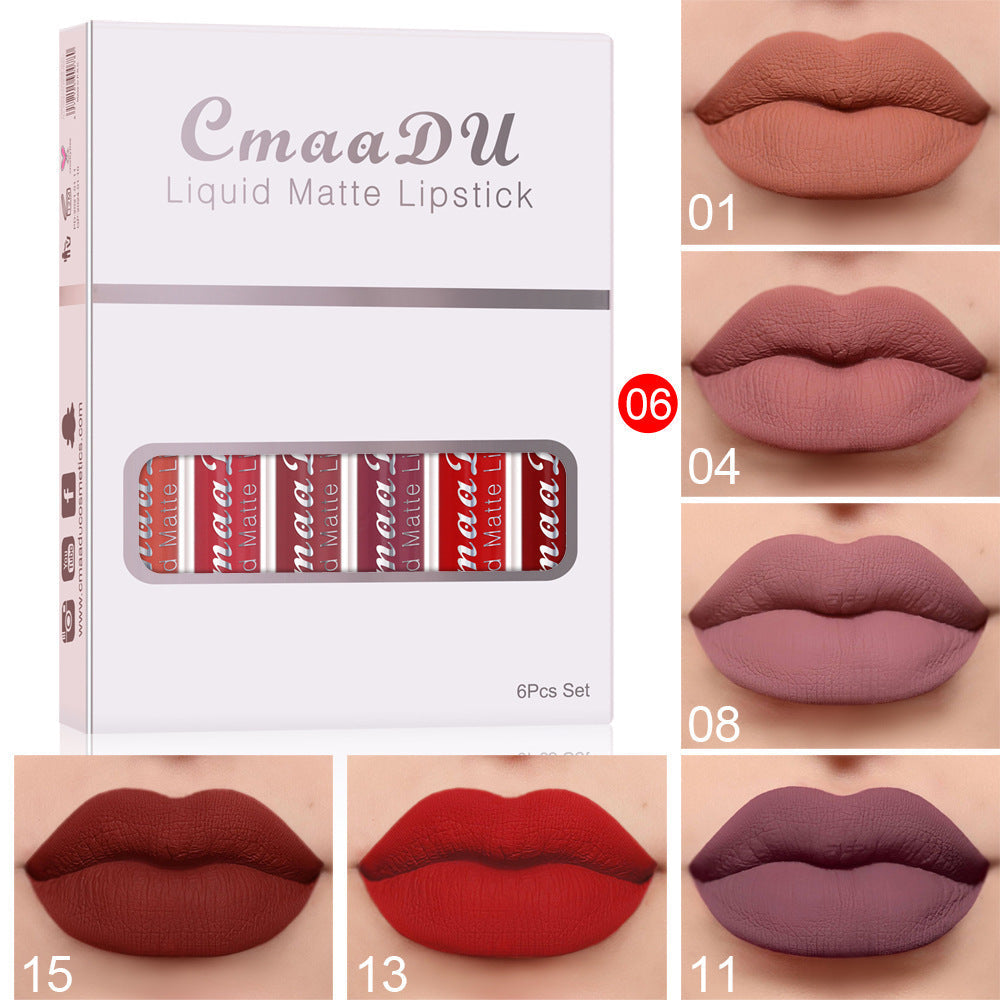 "6 Boxes Matte Non-Stick Lipstick"